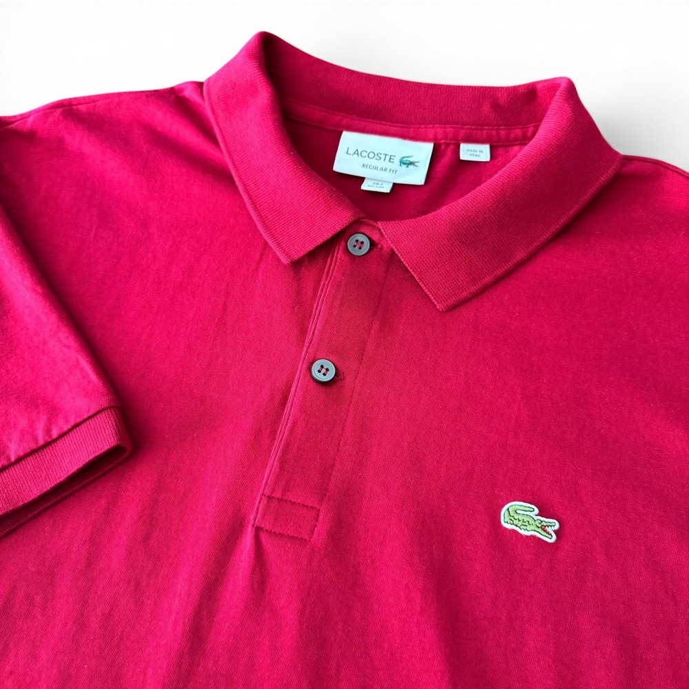 Lacoste Polo Shirt Men XXL 7 Wine Red Regular Fit Short Sleeve Crocodile Logo